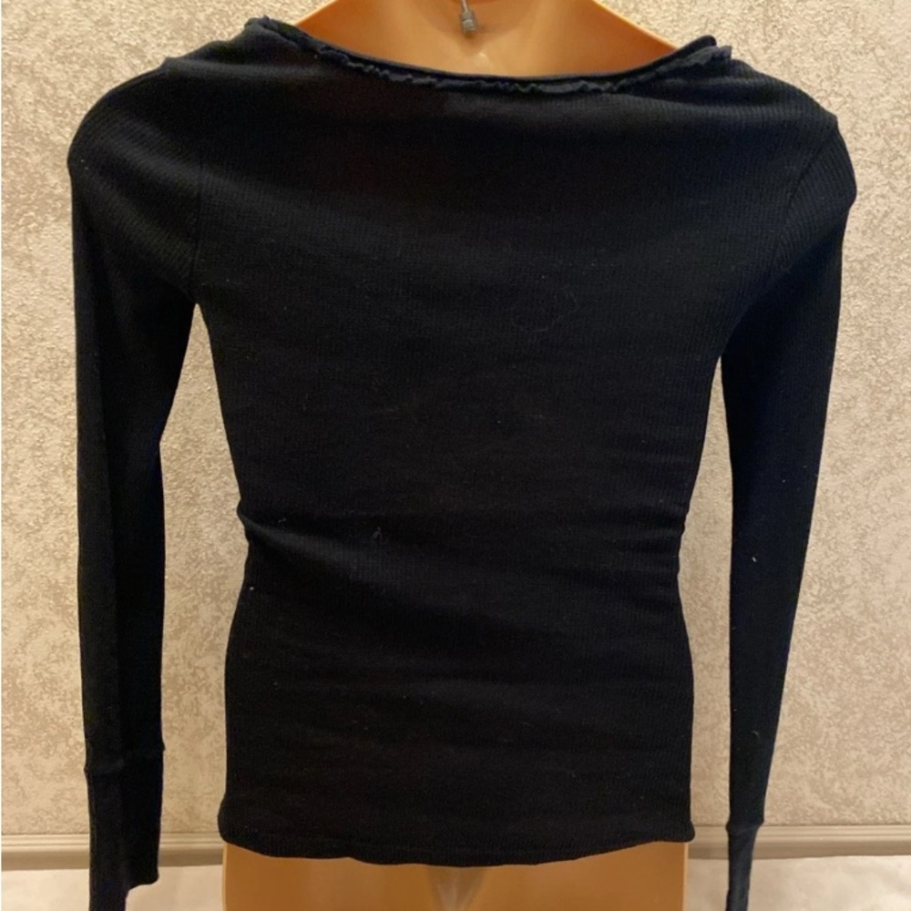Xhilaration Black Button-Front Long Sleeve Top - Picture 9 of 13